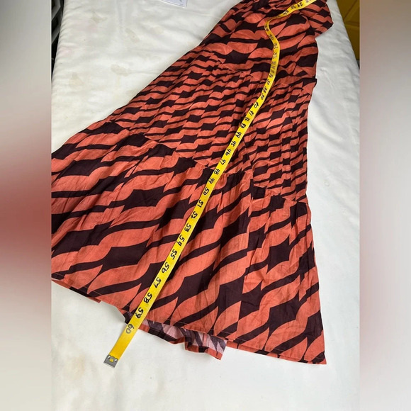 DU PARADIS Maroon and rust striped deep V maxi dress size L - Picture 16 of 16